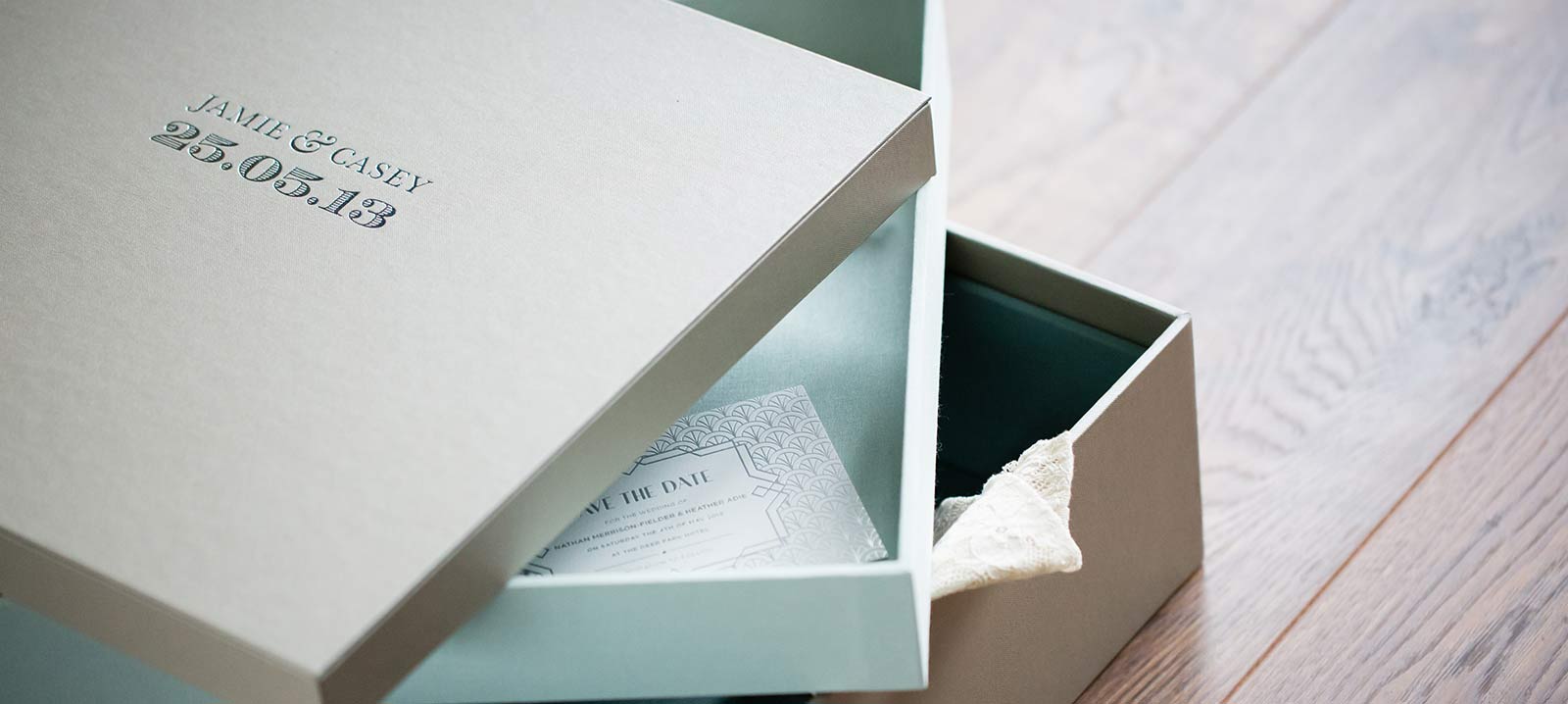 luxury wedding keepsake box 2 tiers with personalised lid 