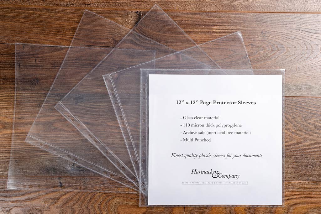 12 x 12 inch page protector sleeves. Multi punched, glass clear and archive safe and sold in packs of 10