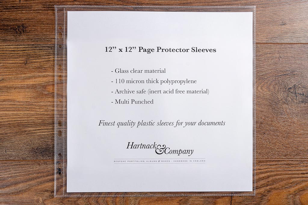 High quality 12 x 12 inch page protector sleeve. Multi punched and archive safe