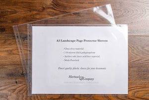 Premium quality glass clear A3 landscape page protectors sold in packs of 10