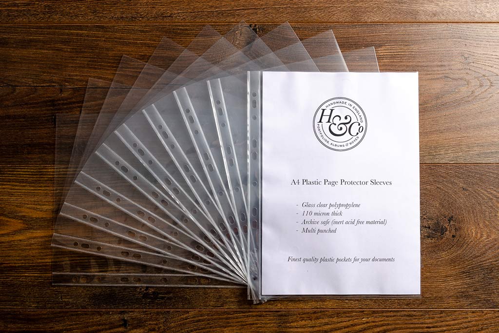 A4 page protector sleeves. High quality, glass clear pockets