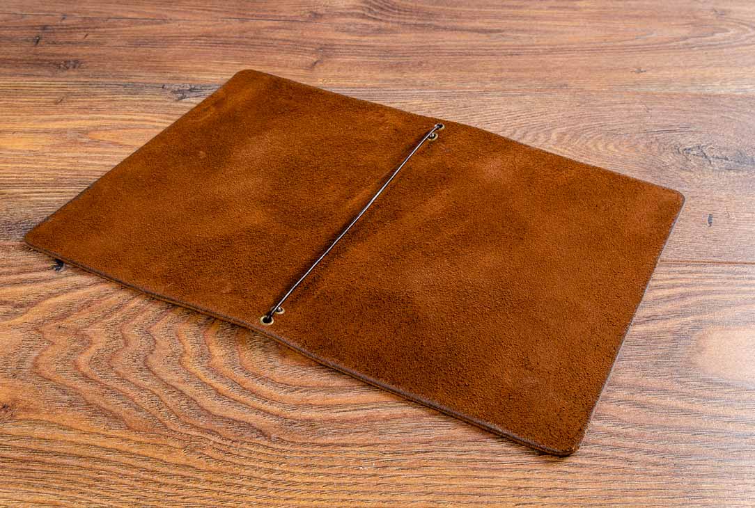 A5 sized leather menu cover to take an A4 sized page with elasticated page holder