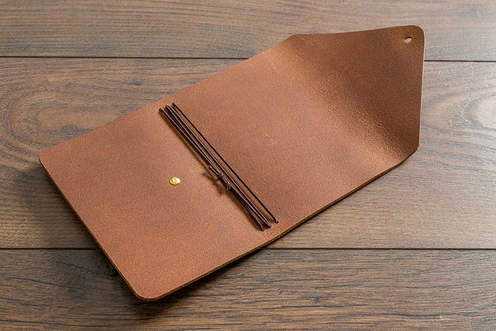 A6 Leather Notebook Holder - 3.5mm Leather with Metal Button & Personalisation Options