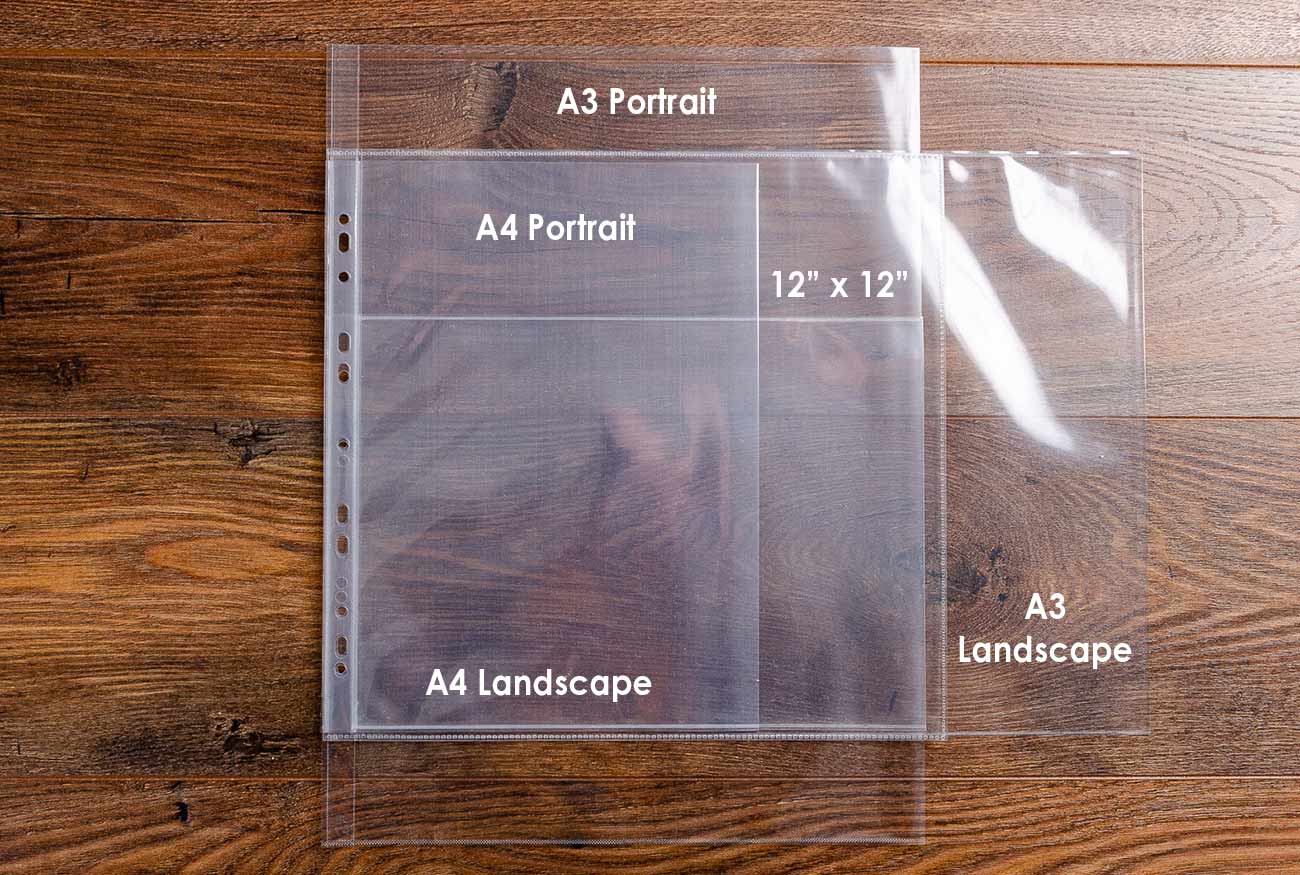High quality glass clear polypropylene pages protector sleeves in A4, A3 and 12x12