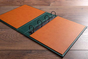 Vehicle document ring binder with 50mm black D ring binder and faux leather inside cover