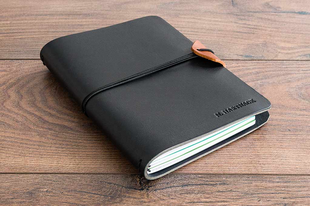Luxury Premium and Personalised A5 Leather Notebook Cover Holding 3 Notebooks