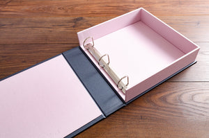 Clamshell box file with 3 ring D binder mechanism