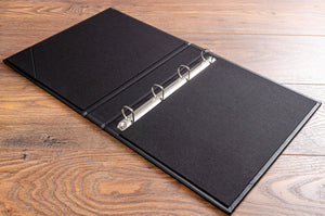 Luxury black leather ring binder with 25mm 4 ring D bnder mechanism