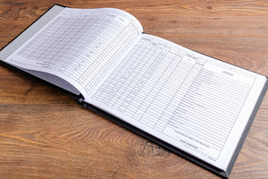 Pilot log book binder with the pages of the digital log book inserted.