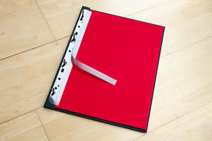 Hinge and File Strips (10 per pack) securing single pages in a portfolio book for professional presentation and filing.