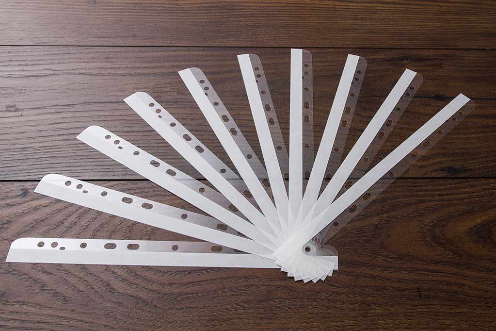 plastic hinge file strips with adhesive edge