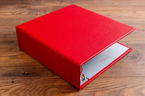Scarlet red leather A4 ring binder