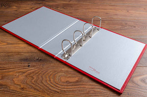 A4 leather covered ring binder with 65mm D ring binder mechanism