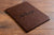 Personalised leather menu board with 2.5mm dark brown leather