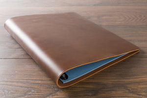 leather ring binder portfolio custom made in veg tan leather by H&Co