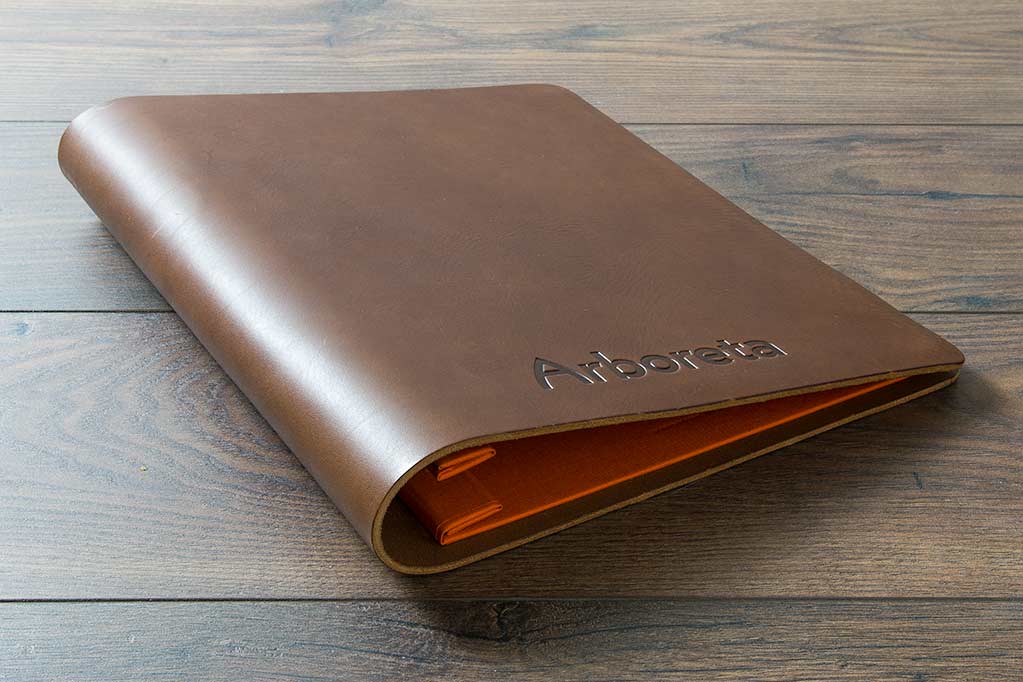 Brown leather portfolio book - screw post A4 format