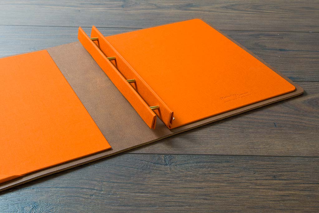 Brown leather portfolio book - screw post A4 format