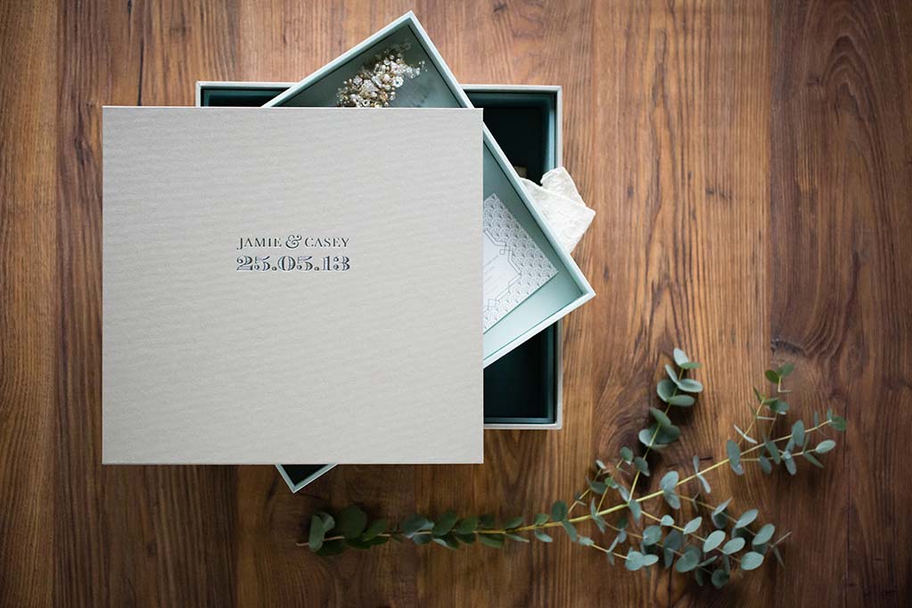 luxury wedding keepsake box with personalised cover